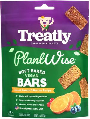 PlantWise Sweet Potato & Berries Vegan Bars Dog Treats, 5-oz bag