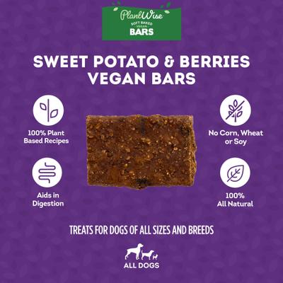 PlantWise Sweet Potato & Berries Vegan Bars Dog Treats, 5-oz bag