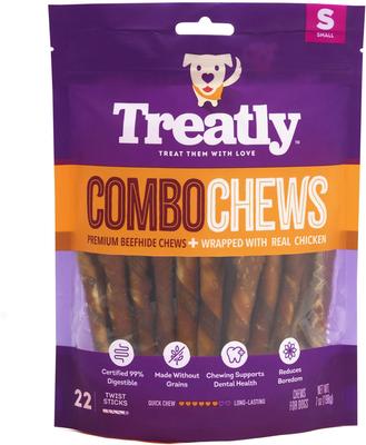 Combo Pork Flavor Rawhide Stick 5-in with Chicken Meat Wrap Dog Chews, 22 count