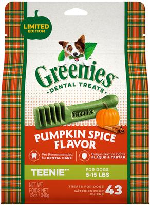 Pumpkin Spice Flavor Dental Dog Treats, Teenie, 43 count