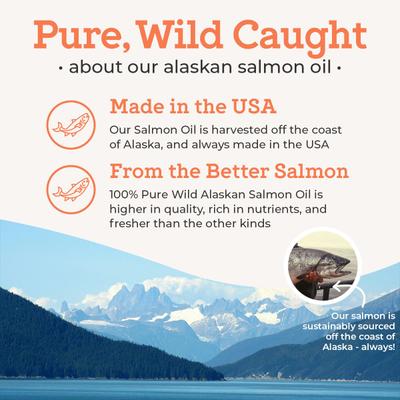 Pure Wild Alaskan Salmon Oil Skin & Coat Supplement Food Topper for Dogs, 16-fl oz bottle