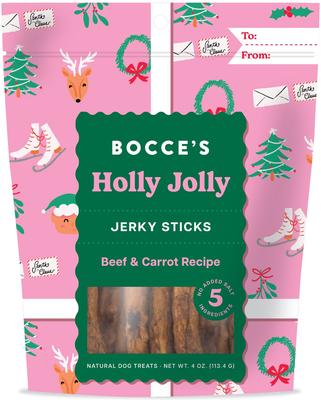 Premios para perros Holly Jolly Beef & Carrot con ingredientes limitados, cecina, bolsa de 4 oz