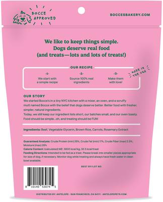 Premios para perros Holly Jolly Beef & Carrot con ingredientes limitados, cecina, bolsa de 4 oz