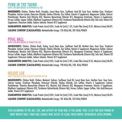 Alimento húmedo para perros desmenuzado sin cereales Dogs in the Kitchen, paquete variado de pollo, pavo y salmón, lata de 10 oz, caja de 12