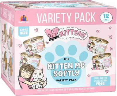 Kitten Softly Chicken, Tuna & Salmon Variety Pack Grain-Free Shredded Wet Cat Food, 2.8-oz can, case of 12