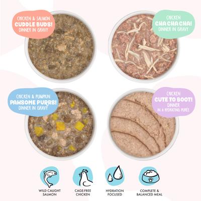 Kitten Softly Chicken, Tuna & Salmon Variety Pack Grain-Free Shredded Wet Cat Food, 2.8-oz can, case of 12