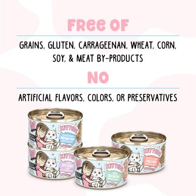 Kitten Softly Chicken, Tuna & Salmon Variety Pack Grain-Free Shredded Wet Cat Food, 2.8-oz can, case of 12