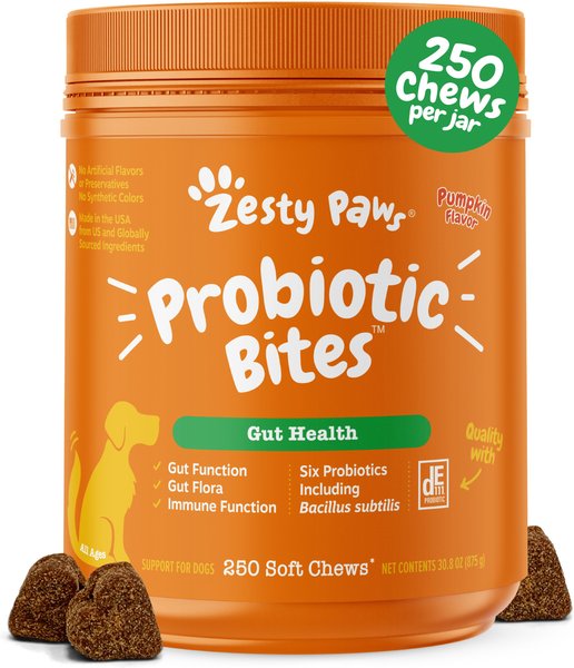 Zesty Paws Probiotic Bites Calabaza, 250 masticables
