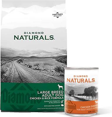 Bundle: Diamond Naturals Large Breed Adult Chicken & Rice Formula Dry Food + Chicken Dinner Adult & Puppy Canned Dog Food