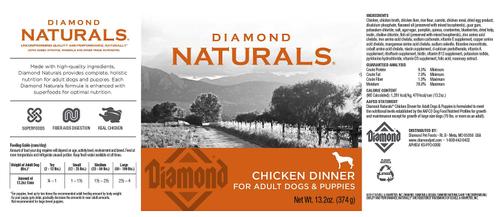 Bundle: Diamond Naturals Large Breed Adult Chicken & Rice Formula Dry Food + Chicken Dinner Adult & Puppy Canned Dog Food