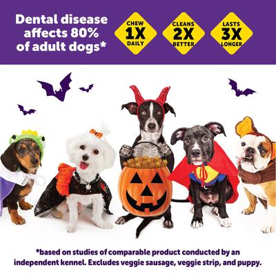 by Wellness Halloween Dental Chews Natural Grain-Free Dental Dog Treats, Small, 12 count