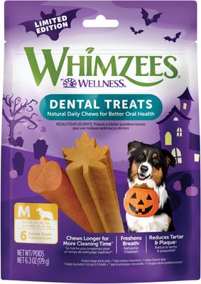 by Wellness Halloween Dental Chews Natural Grain-Free Dental Dog Treats, Medium, 6 count