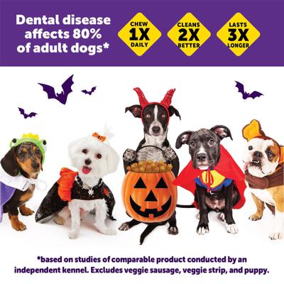 by Wellness Halloween Dental Chews Natural Grain-Free Dental Dog Treats, Medium, 6 count