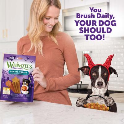 by Wellness Halloween Dental Chews Natural Grain-Free Dental Dog Treats, Medium, 6 count