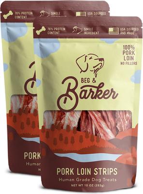Double Pork Loin Strips Dog Jerky Treats, 10-oz bag, case of 2