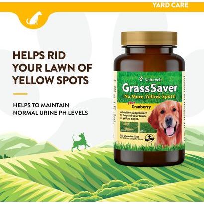 NaturVet, GrassSaver Chewable Tablets, cuidado urinario y protección del césped con DL-metionina para perros, 250 / 500 tabletas
