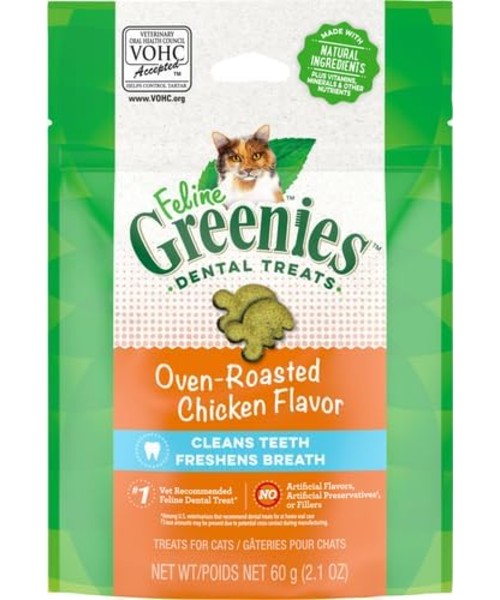 Greenies, Feline Natural Dental Cat Treats, sabor Pollo Rostizado. 3 tamaños