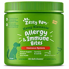 Hemp Elements Allergy & Immune Bites, Seasonal Allergies, sabor Queso. 90 chews.
