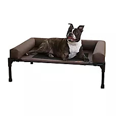 K&H Pet Products Chocolate & Mesh Bolster Cot Dog Bed
