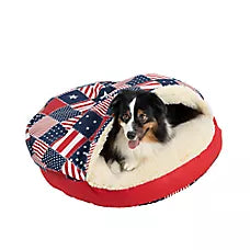 REV Cama Cozy Cave Wag Collection Starpatch/Red Diamond Luxury Cozy Cave Round para Perro - Snoozer