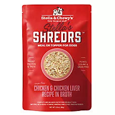 Stella's Shredrs Adult Dog Wet Food or Topper - Chicken & Chicken Liver