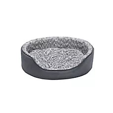 FurHaven Two-Tone Fur & Suede Oval Cuddler Cat & Dog Bed - Gray, S-XL