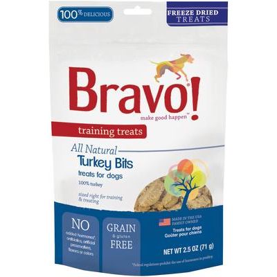 Premios de entrenamiento para perros: Trocitos de pavo liofilizados, bolsa de 2.5 oz