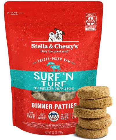 Stella & Chewy's, Dinner Patties Surf 'N Turf Salmon & Beef Recipe Freeze-Dried. 156, 397 y 709 gr. (Copy) (Copy)
