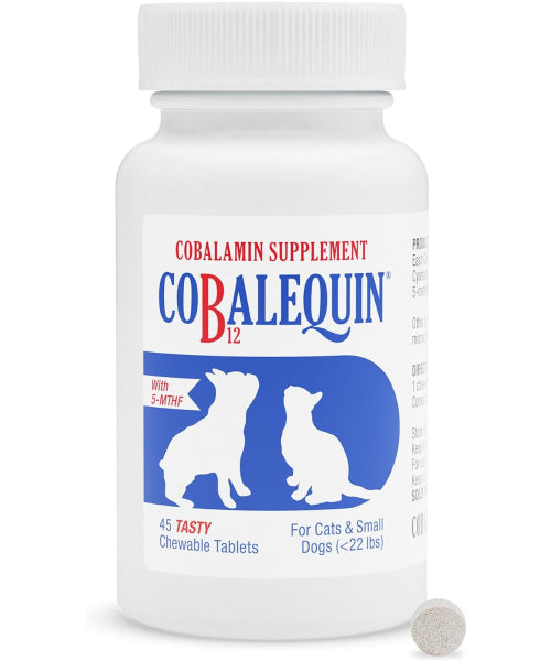 Nutramax, Cobalequin B12 Chewable Tablets, Gatos y Perros pequeños. 45 tabs.
