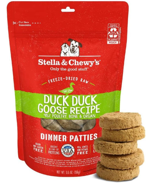 Stella & Chewy's, Dinner Patties Stella’s Duck Duck Goose Recipe Freeze-Dried. 156, 397 y 709 gr. (Copy)