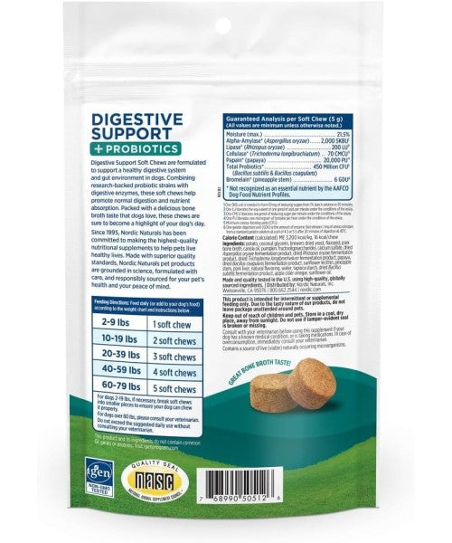 Nordic Naturals, Digestive Support  and Probiotics para Perros .30 chews.