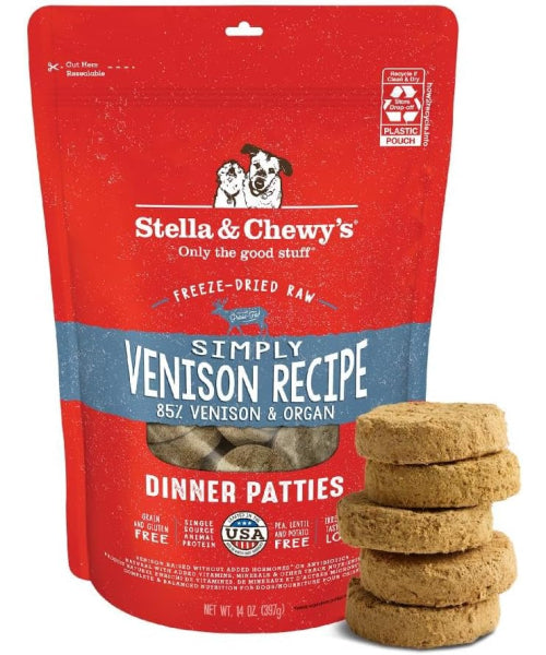 Stella & Chewy's, Dinner Patties Simply Venison Recipe Freeze Dried Puppy and Dog. 156 y 397 gr. (Copy)