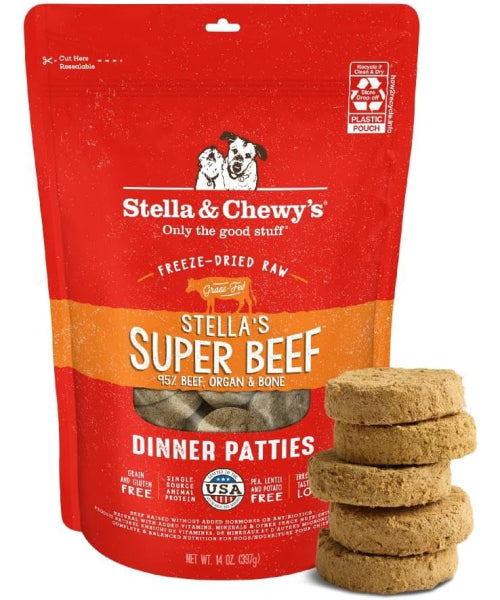 Stella & Chewy's, Dinner Patties Stella’s Super Beef Freeze-Dried. 156, 397 y 709 gr.