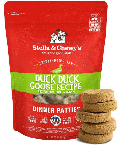 Stella & Chewy's, Dinner Patties Stella’s Duck Duck Goose Recipe Freeze-Dried. 156, 397 y 709 gr. (Copy)