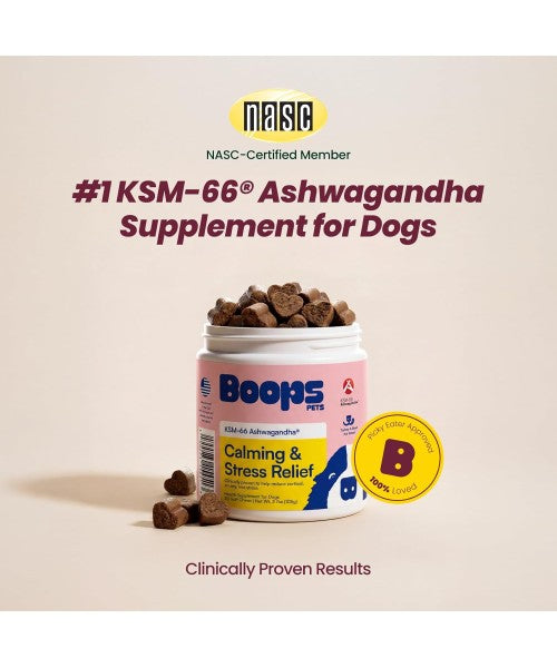 Boops Pets, Calming & Stress Relief KSM Ashwagandha. 30 chews