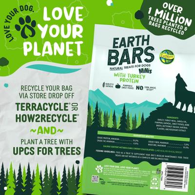 EarthBars Minis with Turkey Protein Natural Dog Biscuit Treats, 10-oz bag