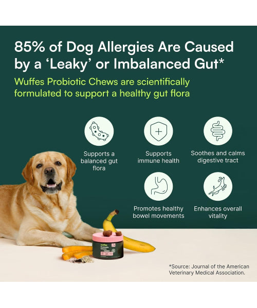Wuffes, Probiotic Gut and Immune Support para Perros. 60 y 120 chews