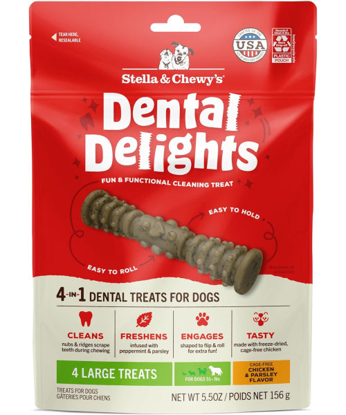 Stella & Chewy's, Dental Delights with Freeze-Dried Chicken, Large. 4 y 17 Treats