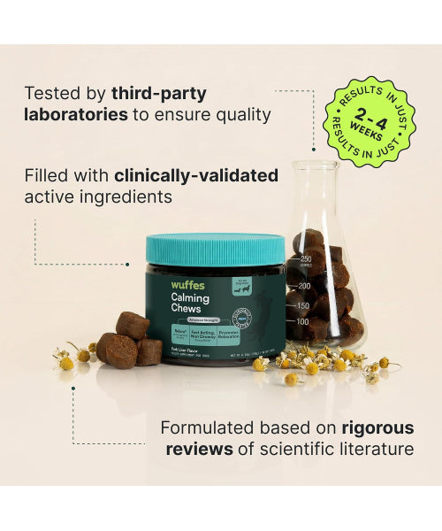 Wuffes, Calming Chews Supplement for Stress Sedative Free para Perros. 60 chews