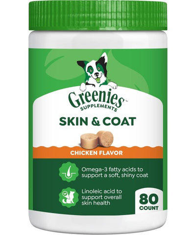 Greenies, Supplements Skin and Coat sabor Pollo. 80 chews