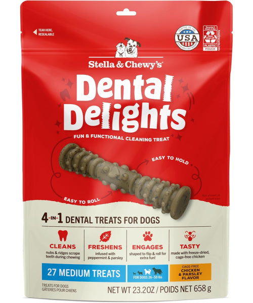 Stella & Chewy's, Dental Delights with Freeze-Dried Chicken, Medium 7 y 27 Treats