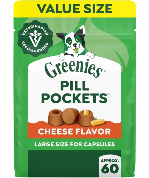 Greenies, Pill Pockets Soft Treats para cápsulas grandes, 5 sabores. 60 chews