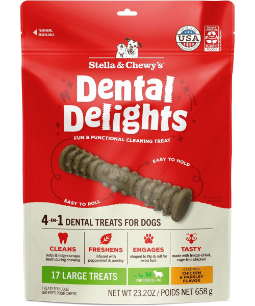 Stella & Chewy's, Dental Delights with Freeze-Dried Chicken, Large. 4 y 17 Treats