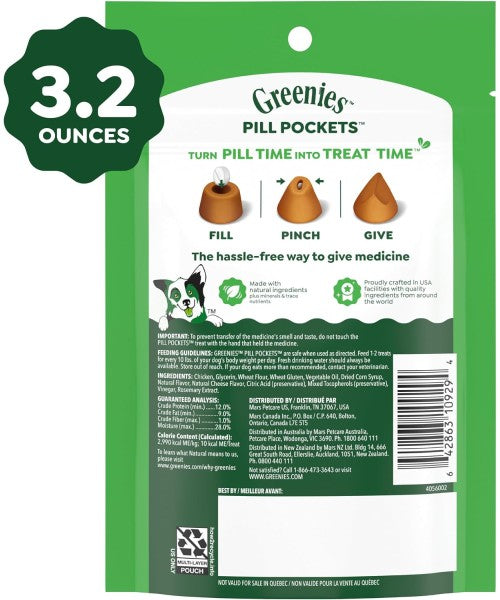 Greenies, Pill Pockets Soft Treats para tabletas 4 sabores. 30 chews