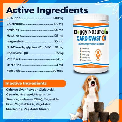 Cardiovast Heart Health Support Chicken Flavored Soft Chews Supplement for Cats & Dogs, 60 count