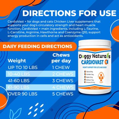 Cardiovast Heart Health Support Chicken Flavored Soft Chews Supplement for Cats & Dogs, 60 count