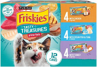 Tasty Treasures Gravy Prime Filets Variety Pack Wet Cat Food, 5.5-oz can, case of 12