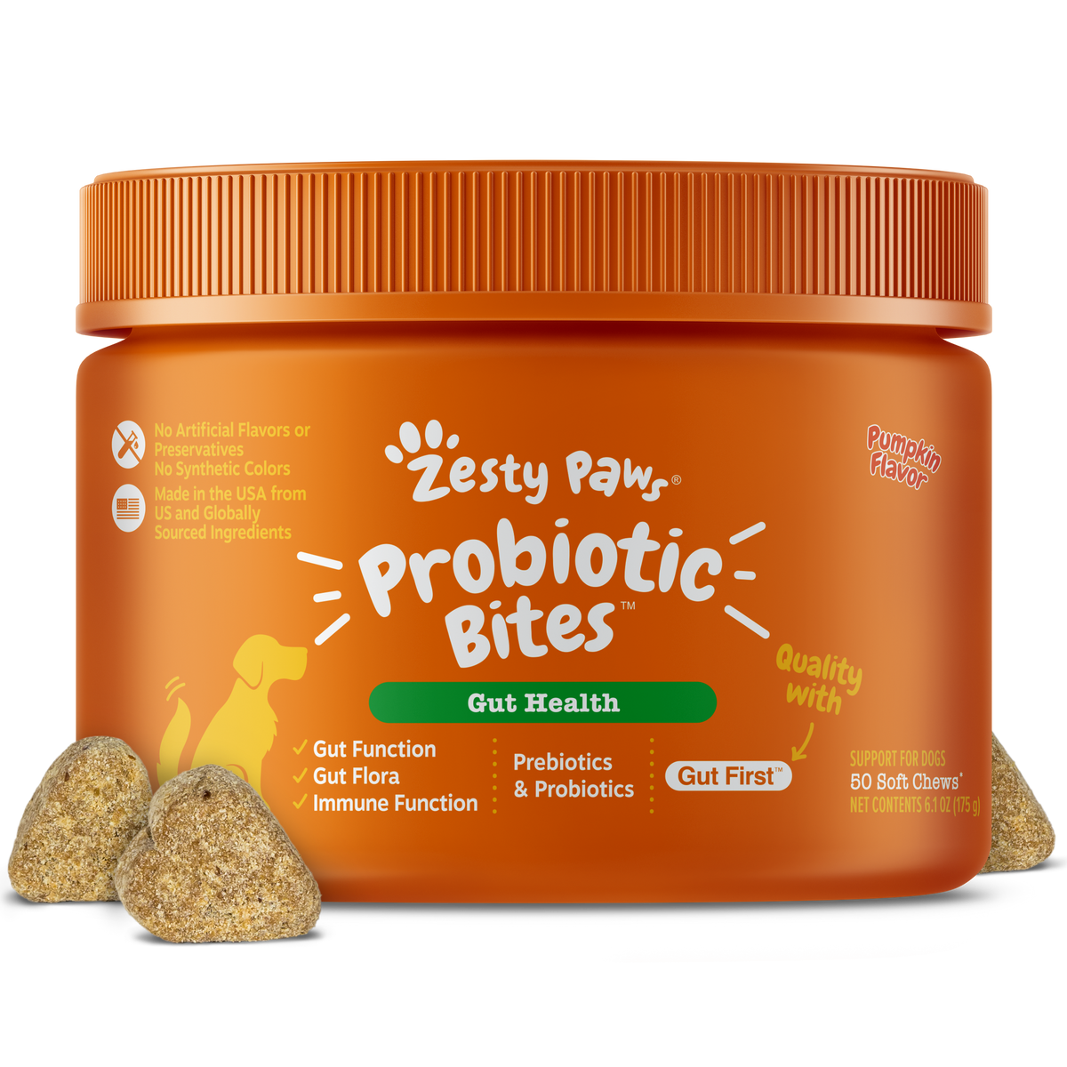 Zesty Paws Probiotic Bites Calabaza, 50 masticables