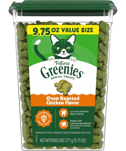 Greenies, Feline Natural Dental Cat Treats, sabor Pollo Rostizado. 3 tamaños