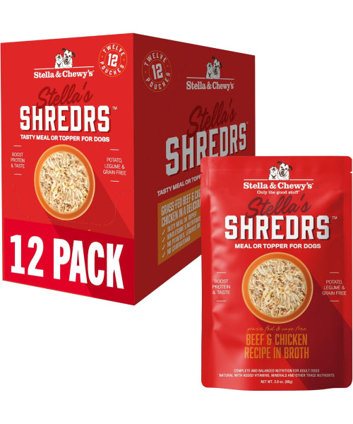 Stella & Chewy's, Stella's Shredrs topping húmedos para Perros, 8 sabores. 12 pack